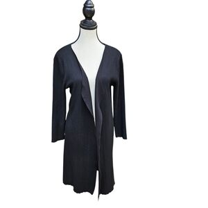 Silk & Salt Women's Long Sleeve Open Front Cardigan Black Medium